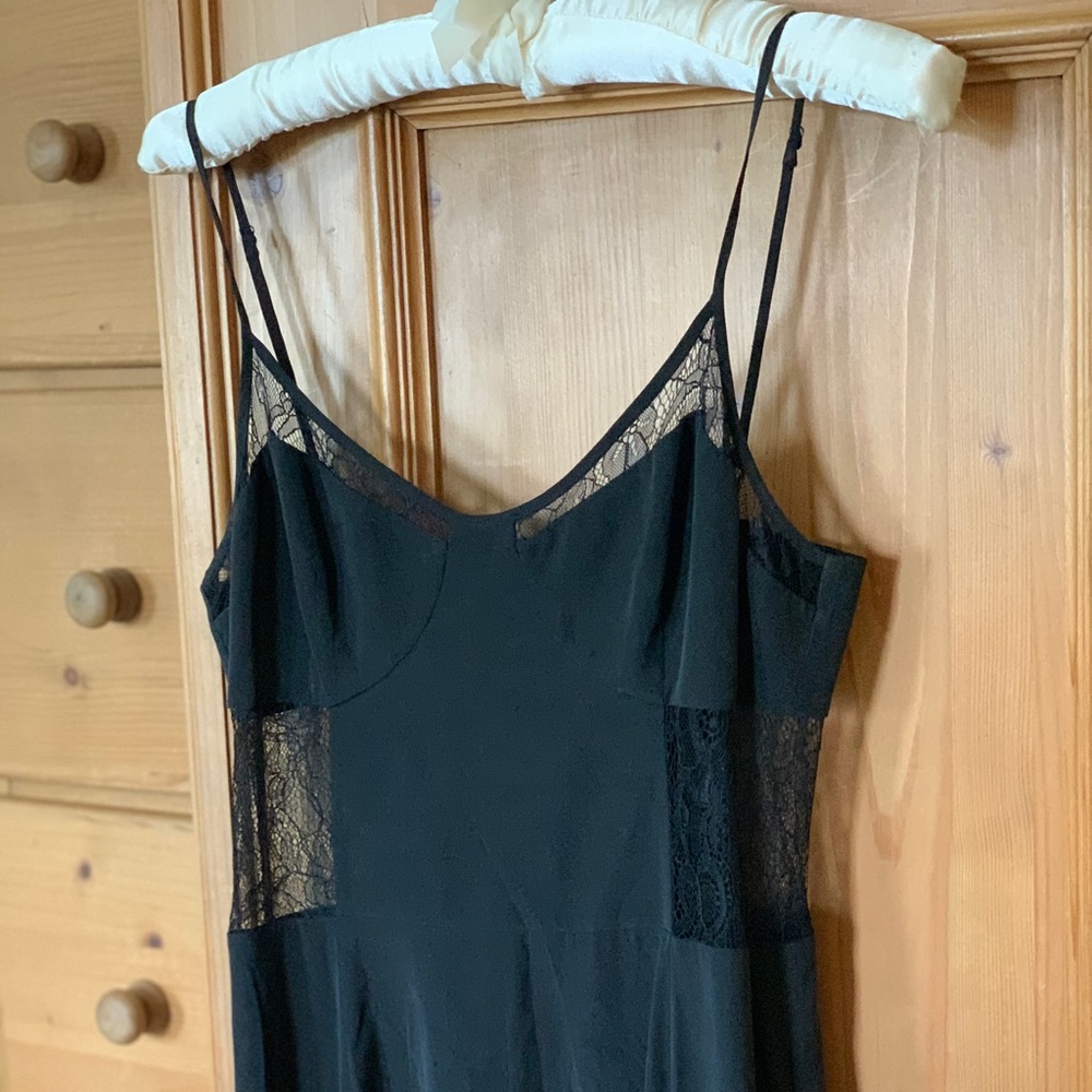 L’Agence black satin gown